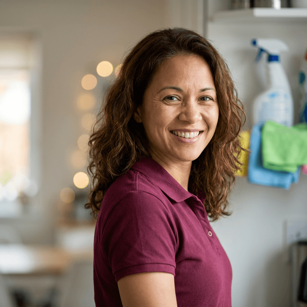 Olivia Bennett, daughter of a resident, smiling