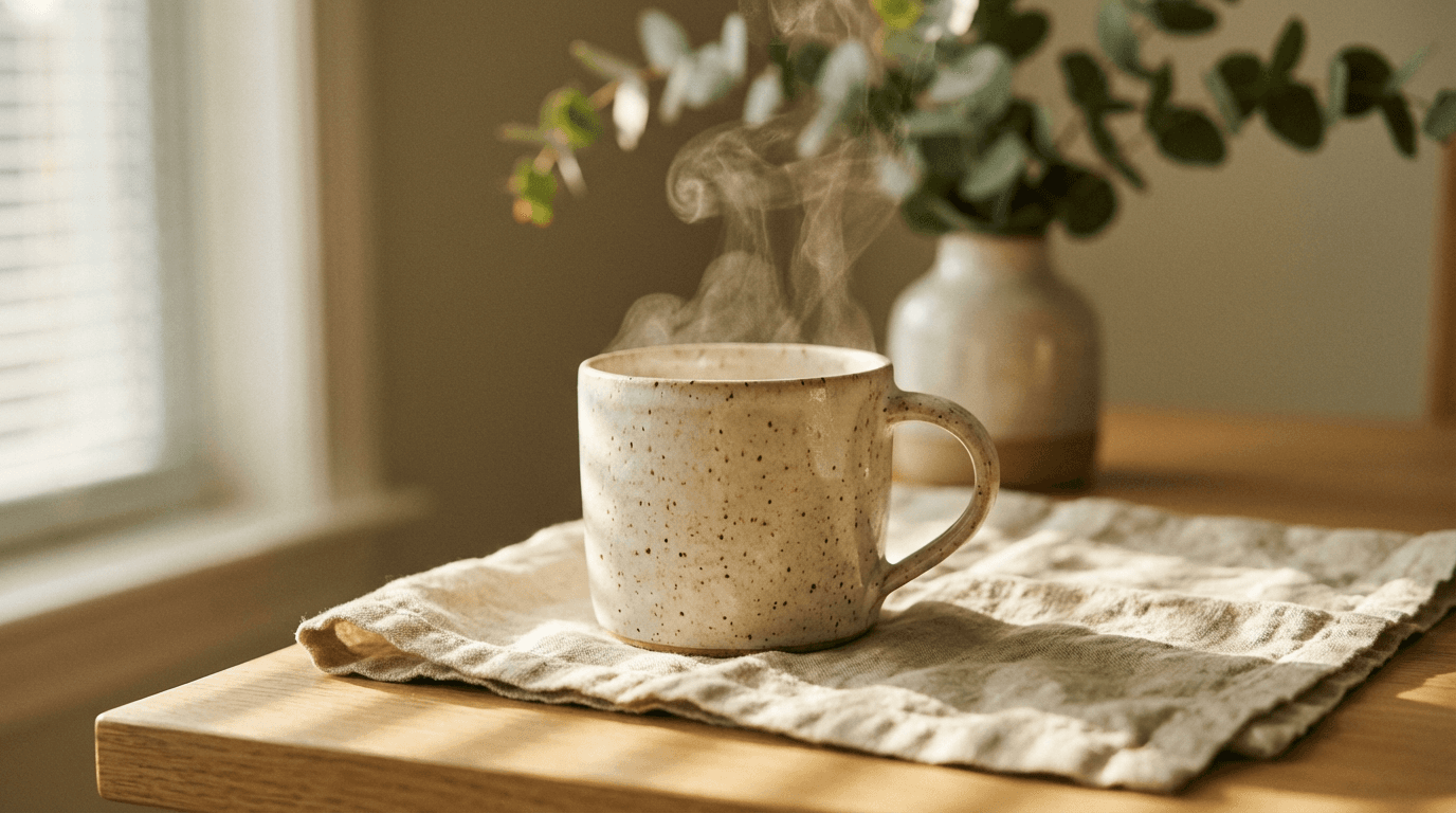 Senior woman and caregiver sharing a warm, comfortable moment together in a bright home-like setting